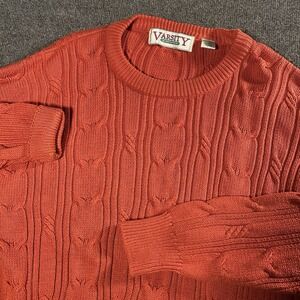 Vintage Savile Row Varsity Men's XL Coral Cable Knit Sweater Heavyweight Y2K